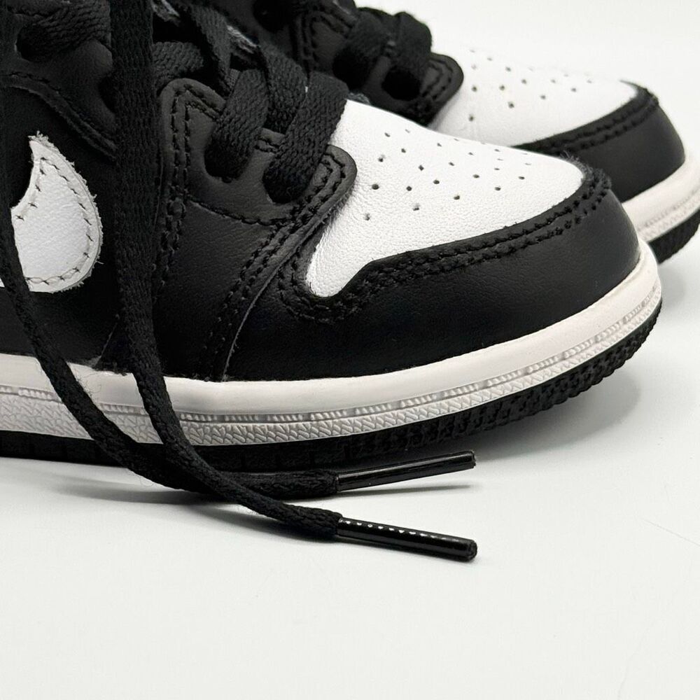Nike Air Jordan Retro 1 OG High Top Panda Black White Lace Up Toddler Sneakers - - Picture 11 of 14